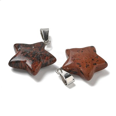 Natural Mahogany Obsidian Pendants G-B127-12P-01-1