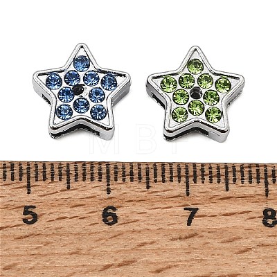 Alloy with Rhinestone Slide Charms RB-NH0002-05P-1