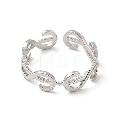 304 Stainless Steel Initial Letter S Open Cuff Ring for Women RJEW-E066-10P-1