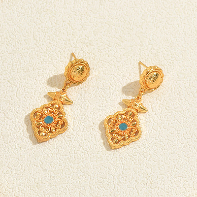 Ethnic Style Brass Pave Cubic Zirconia Stud Dangle Earrings for Women QY0483-1