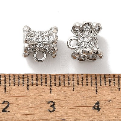 Flower Brass Micro Pave Cubic Zirconia Tube Bails KK-C072-05A-P-1