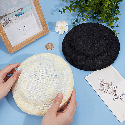 Imitation Hemp Round Fascinator Hat Base for Millinery AJEW-WH0472-45B-01-1