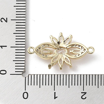 Brass Pave Clear Cubic Zirconia Connector Charms KK-G491-42G-1