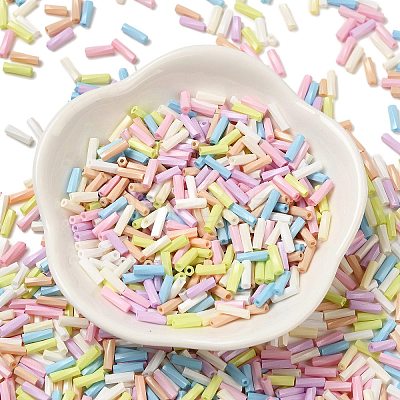 Baking Painted Glass Twist Bugle Beads SEED-C004-02A-1