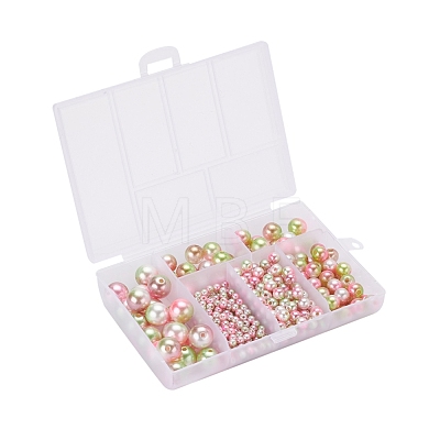 497Pcs 5 Style Rainbow ABS Plastic Imitation Pearl Beads OACR-YW0001-09C-1
