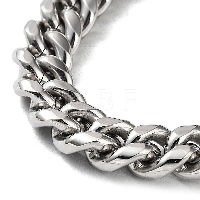 304 Stainless Steel Cuban Link Chains Bracelets for Men & Women BJEW-D031-14P-1