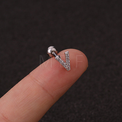 316L Surgical Stainless Steel Micro Pave Clear Cubic Zirconia Cartilage Earrings WG3A850-43-1