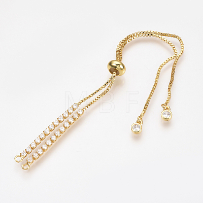 Adjustable Brass Micro Pave Cubic Zirconia Chain Bracelet Making X-ZIRC-T004-39G-1
