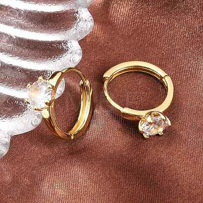 Brass Micro Pave Cubic Zirconia Hoop Earrings EJEW-P346-04G-02-1