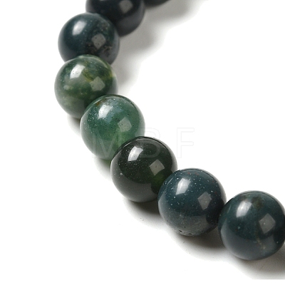 Natural Moss Agate Beaded Stretch Bracelets B072-5-1