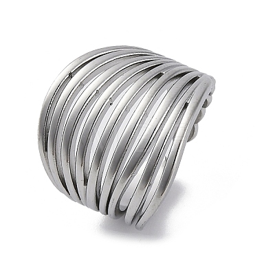 304 Stainless Steel Open Cuff Rings for Women RJEW-F174-04P-1