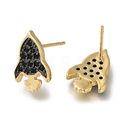 Rack Plating Brass Micro Pave Cubic Zirconia Stud Earring EJEW-C101-05G-1