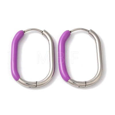 Oval Ion Plating(IP) 304 Stainless Steel Hoop Earrings for Women EJEW-L287-038P-04-1