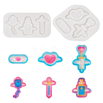  2Pcs 2 Style Medical Theme DIY Pendant Silicone Molds DIY-TA0005-23-1