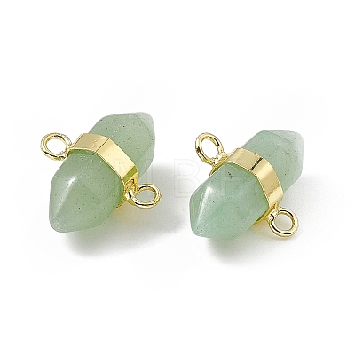 Natural  Green Aventurine Double Terminal Pointed Connector Charms G-P491-11G-02-1