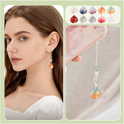 100Pcs 10 Colors Transparent Glass Petal Pendants GLAA-FS0002-71-1