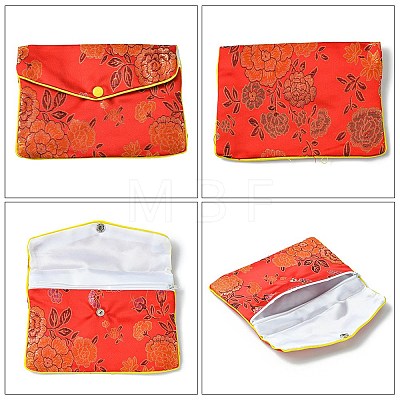 Rectangle Floral Embroidery Cloth Zipper Pouches ABAG-YW0001-03D-1