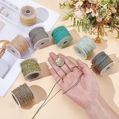 8 Rolls 8 Colors Handmade Cotton Cord OCOR-BC0009-75B-1
