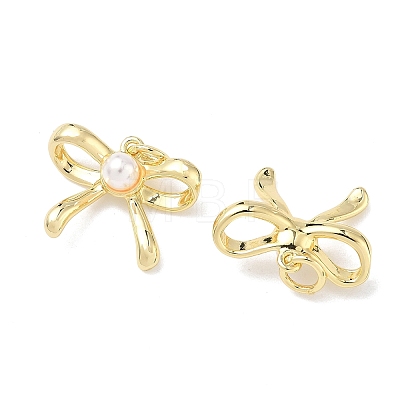 Brass ABS Imitation Pearl Pendants KK-P349-16G-1