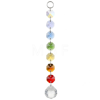 4Pcs 4 Styles Glass Octagonal Bead Hanging Suncatchers HJEW-JM02215-01-1