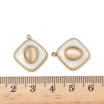 304 Stainless Steel Cat Eye Pendants STAS-V015-39G-1
