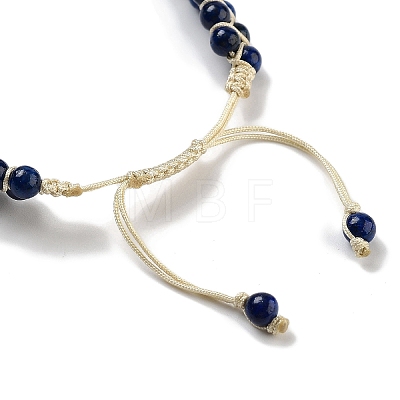 Natural Lapis Lazuli Braided Round Bead Bracelets BJEW-K251-06L-1