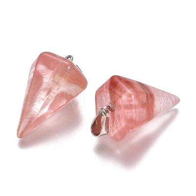 Cone/Spike/Pendulum Dyed Cherry Quartz Glass Stone Pendants G-R278-80-1