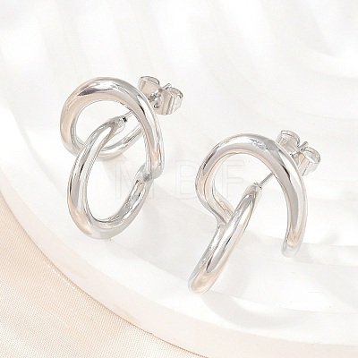 Irregular 304 Stainless Steel Stud Earrings SA-CBABBA6-02P-1