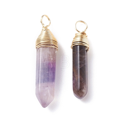 Natural Amethyst Double Terminated Pointed Pendants PALLOY-JF01211-01-1