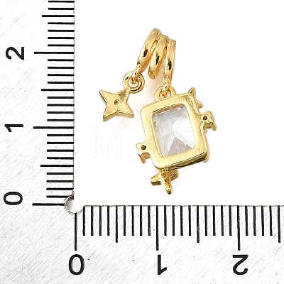 Brass Micro Pave Cubic Zirconia Pendants KK-V008-28G-1