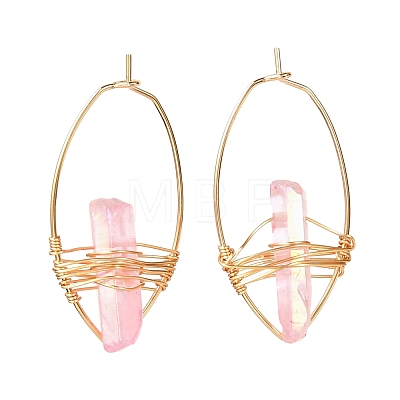 Electroplated Natural Quartz Wire Wrapped Earrings for Girl Women EJEW-JE04647-01-1