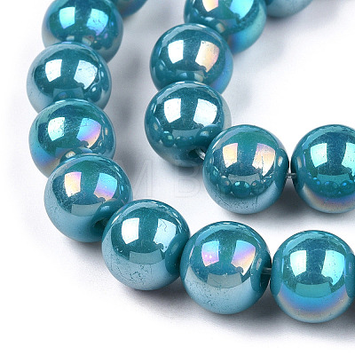 Electroplate Opaque Glass Beads Strands GLAA-T032-P10mm-AB13-1