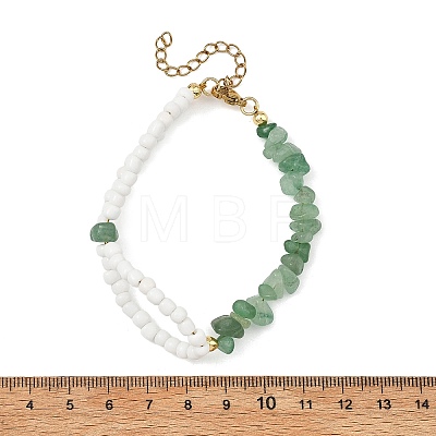 Natural Gemstone Chip Beads & Glass Seed Beads Beaded Bracelets for Women BJEW-JB14137-1