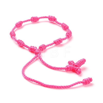 Polyester Braided Knot and Cross Cord Bracelet BJEW-A099-04-1