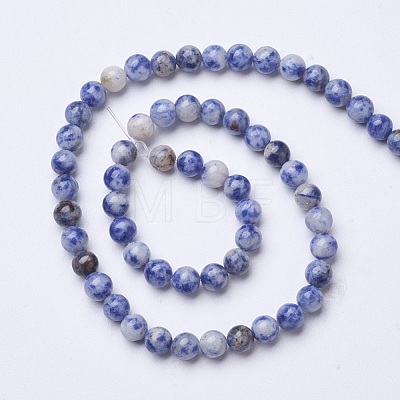 Natural Blue Spot Jasper Beads Strands G-D855-10-6mm-1