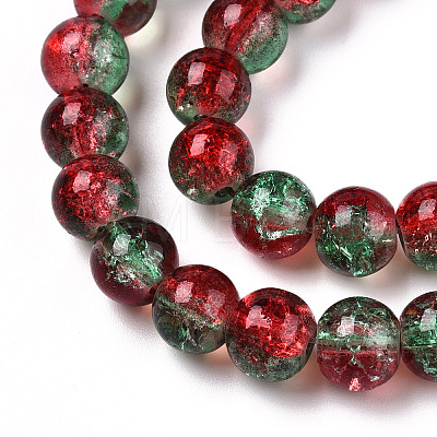 Two-Tone Crackle Baking Painted Transparent Glass Beads Strands CCG-T004-8mm-06-1