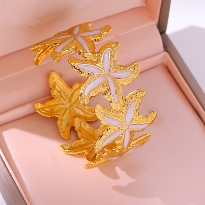 304 Stainless Steel Enamel Cuff Bangles for Women WGC666F-01-1
