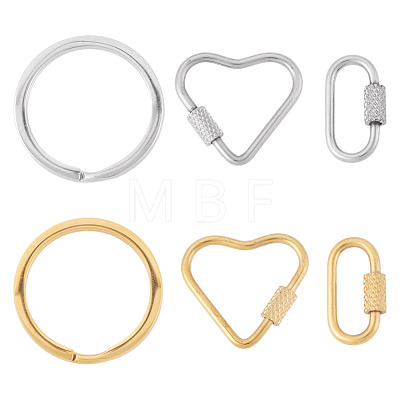 6Pcs 6 Styles 304 Stainless Steel Split Key Rings STAS-TA0003-46-1