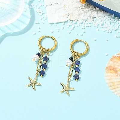 Star 304 Stainless Steel Hoop Earrings EJEW-JE07005-01-1