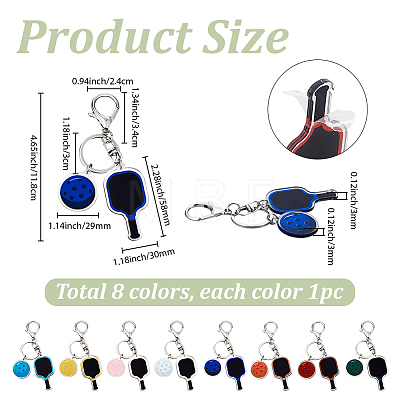 8Pcs 8 Colors Sport Theme Plastic Keychains KEYC-SP0001-72-1