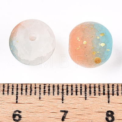 Frosted Baking Paint Crackle Glass Beads with Glitter Powder LS-DGLA-T004-01C-1