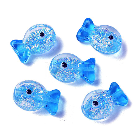 Handmade Foil Lampwork Fish Beads FOIL-Z001-01D-1