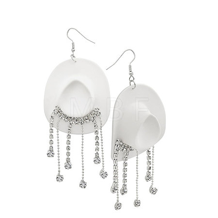 Hat Plastic & Rhinestone Dangle Earrings FS-WGEAF56-03-1