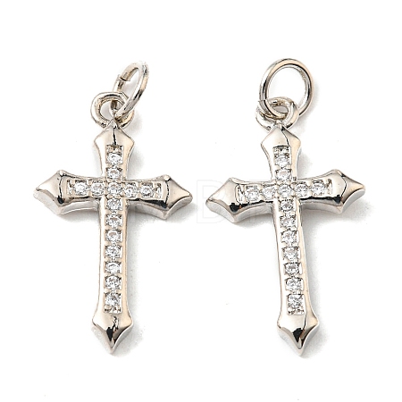 Brass Micro Pave Cubic Zirconia Pendants X-ZIRC-P060-21P-1