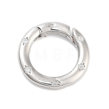 Brass Micro Pave Clear Cubic Zirconia Spring Gate Rings KK-M293-54P-1