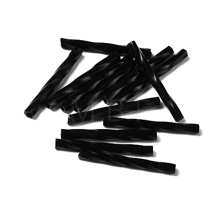 Baking Paint Glass Twist Bugle Beads GLAA-WH0039-11E-1