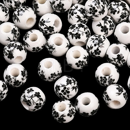 Handmade Printed Porcelain Beads X1-PORC-Q201-6mm-5-1
