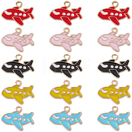 40Pcs 5 Colors Alloy Enamel Pendants ENAM-SC0008-19-1