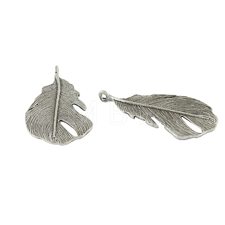 Tibetan Style Alloy Feather Large Pendants LS-TIBEP-K1720-AS-RS-1