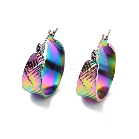 Ion Plating(IP) 304 Stainless Steel Thick Hoop Earrings for Women EJEW-P198-04MC-1